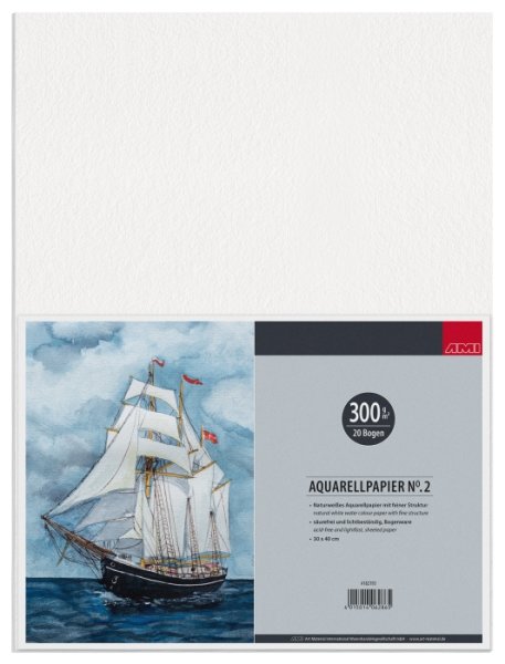 Aquarellpapier No.2, 300g,30x40cm, 20Bg